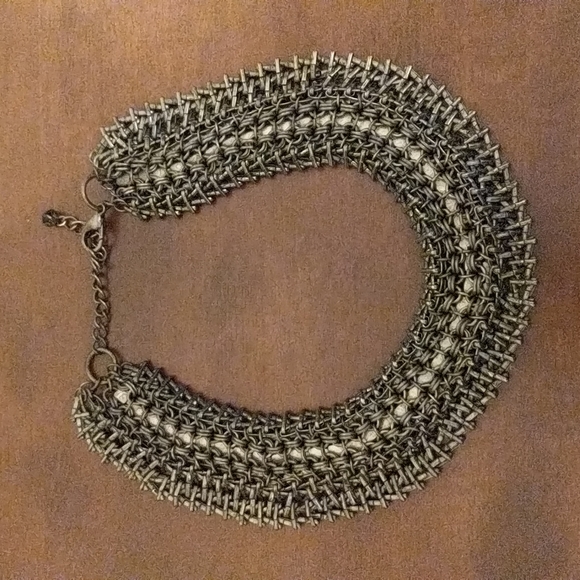 Chainmail and Rhinestone Collar Statement Necklace - Picture 2 of 6